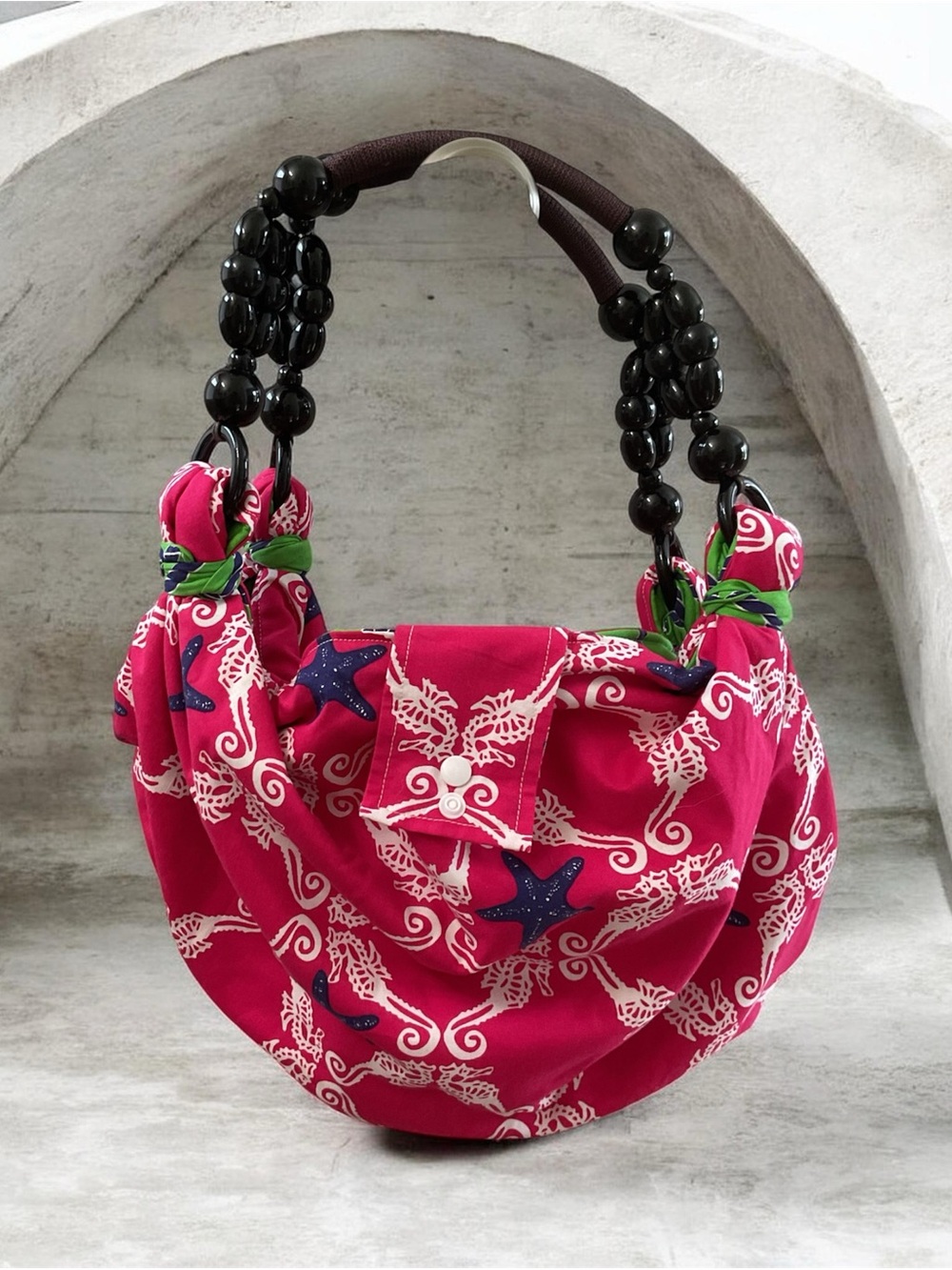 Catch the Wave: Handmade Reversible Padded Ocean-Inspired Hobo Bag NWOT